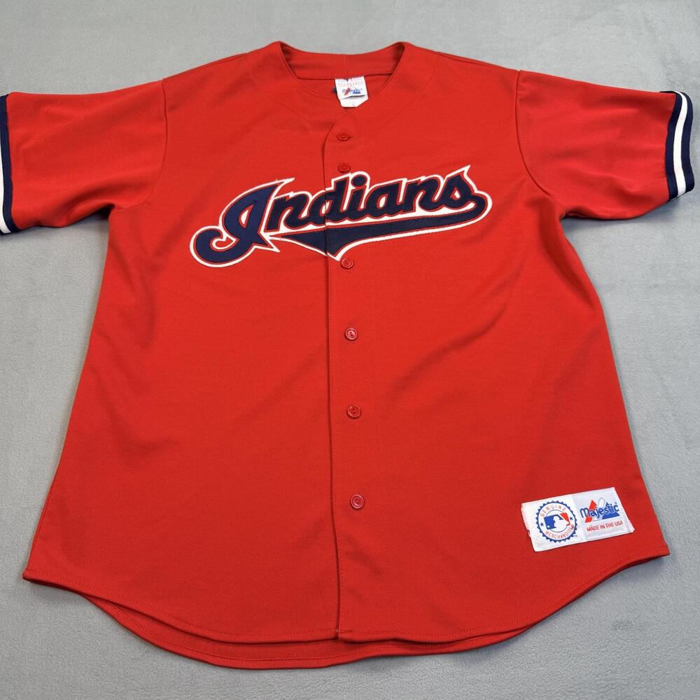 Cleveland Indians Jersey Mens Medium Red MLB Baseball Majestic Made In USA